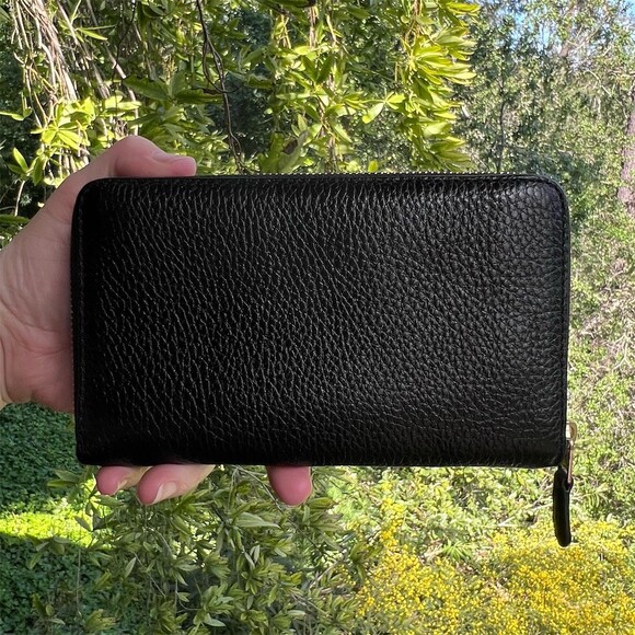 COACH Medium BLACK Pebble Leather Wallet with Gold Hardware AUTHENTIC - Picture 2 of 9